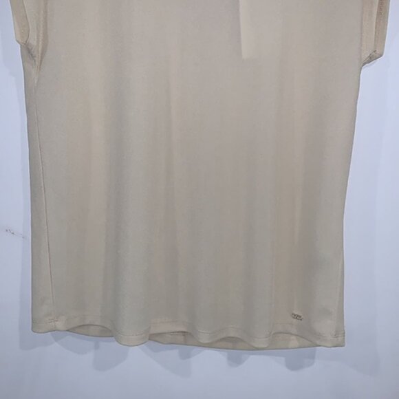 CALVIN Klein Tan Chai Mockneck Short-Sleeve Top size Medium - Picture 6 of 12